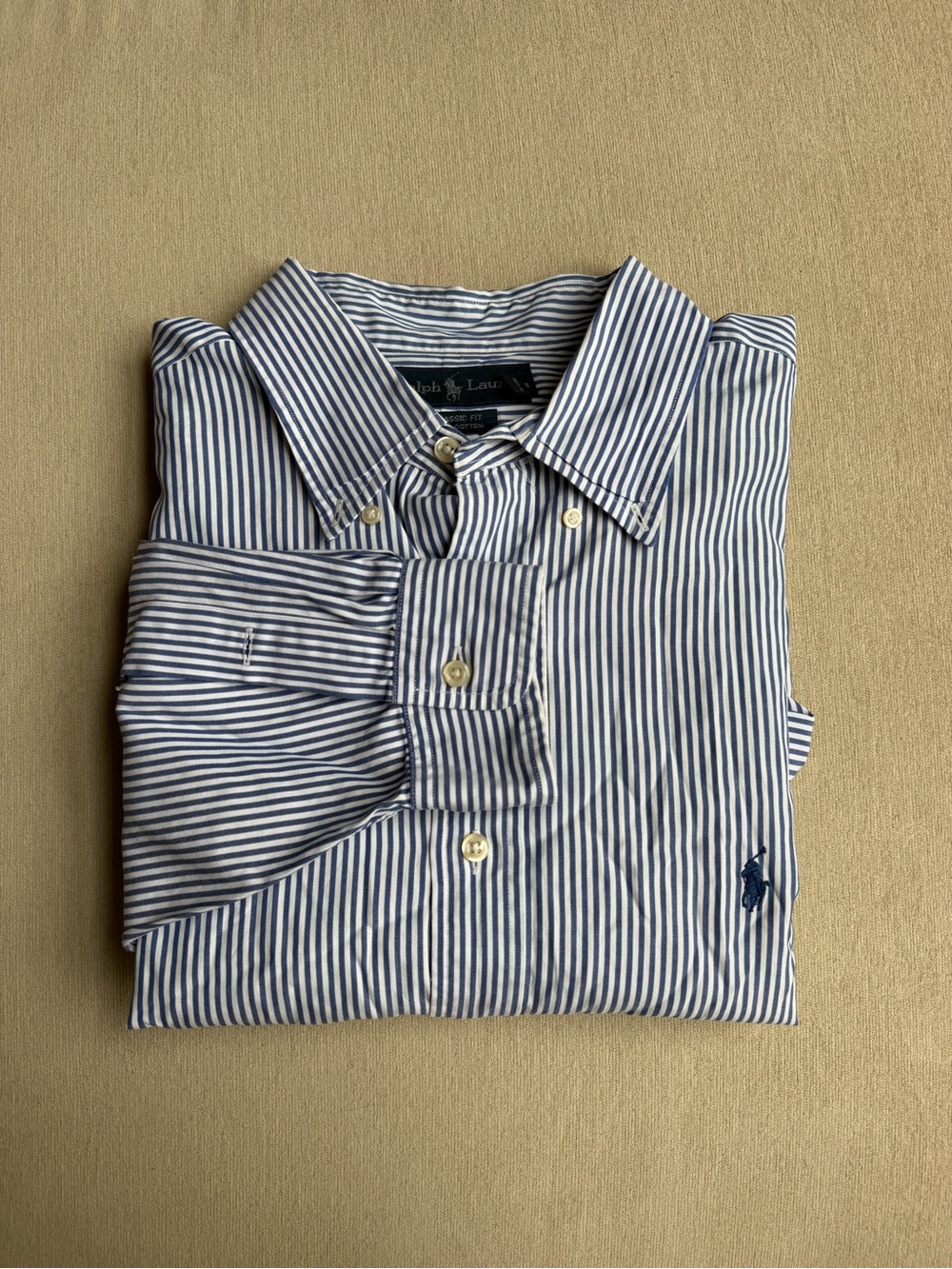 Ralph Lauren Men’s Navy & White Striped Button-Down Shirt
